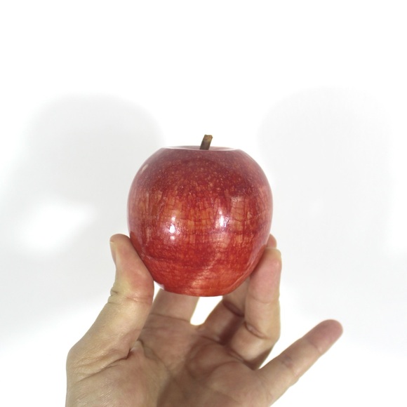 Vintage Summer Fruit Carved from Stone Apple Mango Plum, Set of Three - Picture 8 of 10